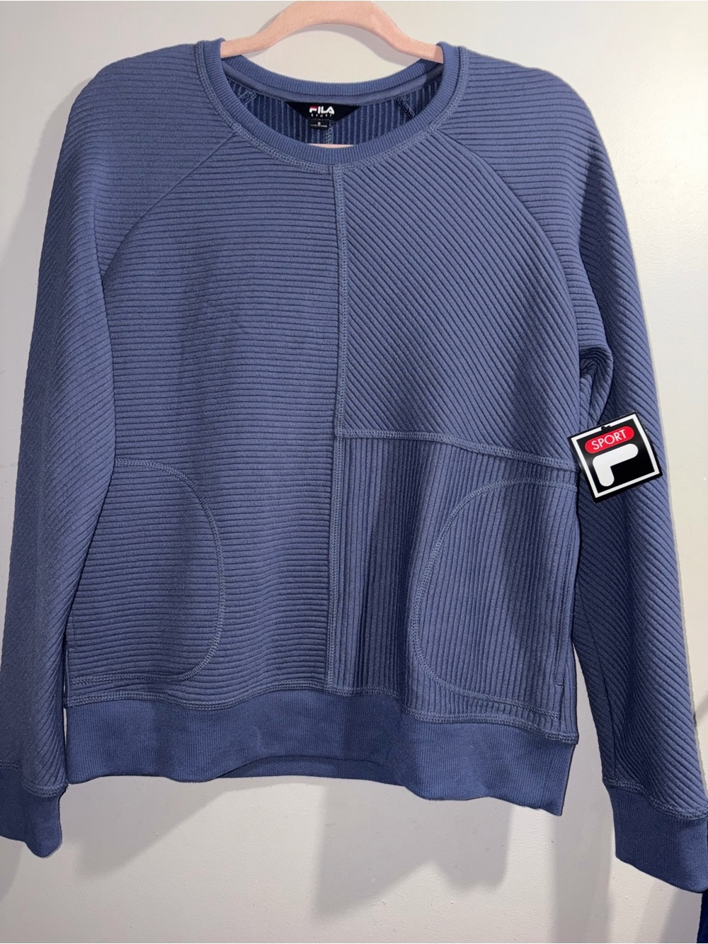 FILA Women's Slate Blue Ribbed Crew Sweatshirt